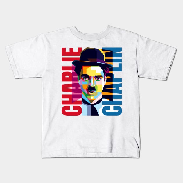 Charlie Chaplin Pop Art Kids T-Shirt by Laksana Ardie Store